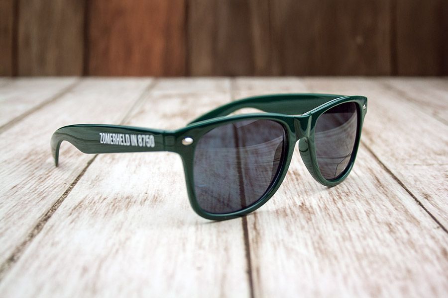 groene Retro bril met witte bedrukking en UV400 glazen